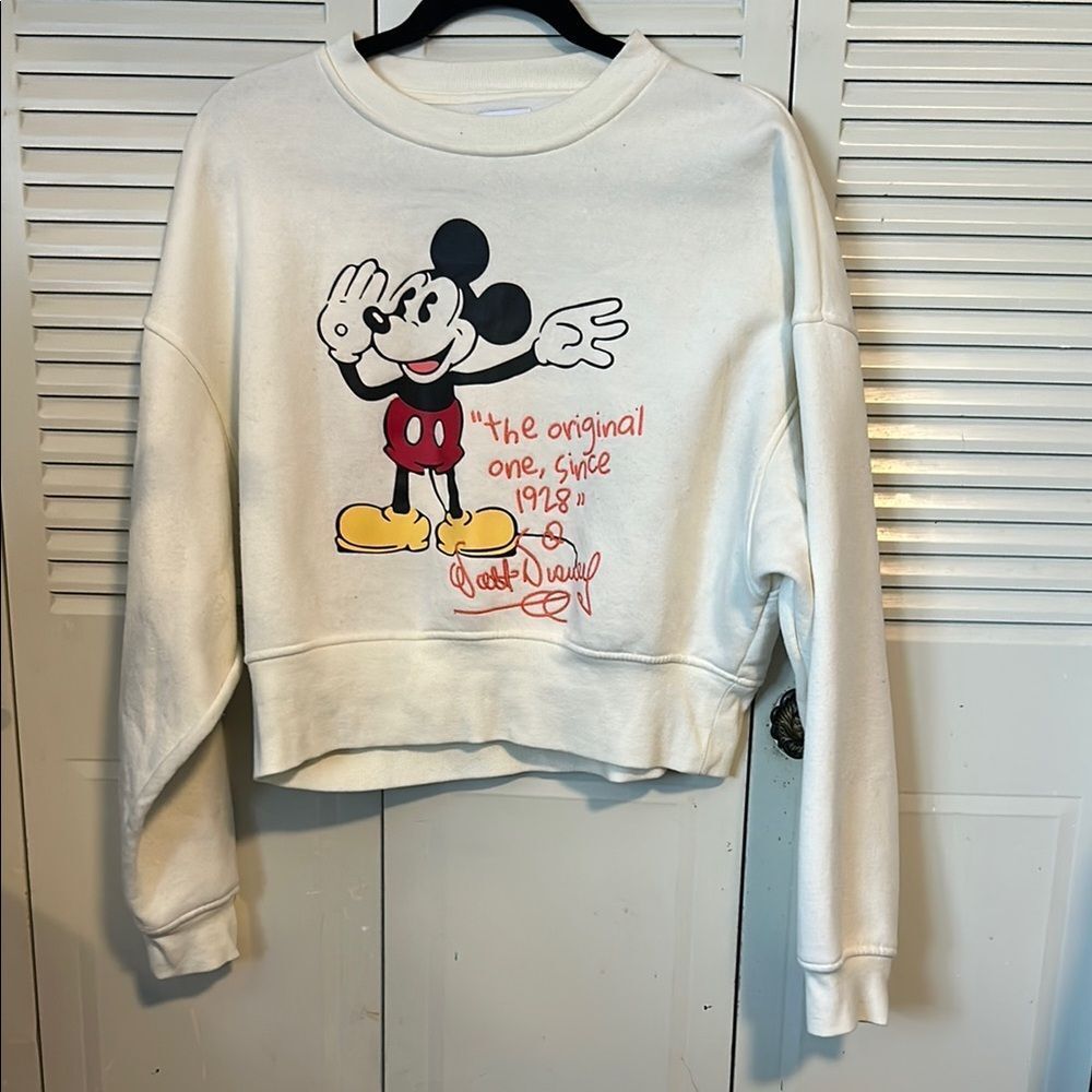 Disney 100 Mickey Mouse Crop Sweatshirt – Primark Crewneck – Women’s Size XS – B - Picture 2 of 5
